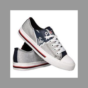 NEW ENGLAND PATRIOTS NFL WOMENS GLITTER LOW TOP CANVAS SHOES Size 11